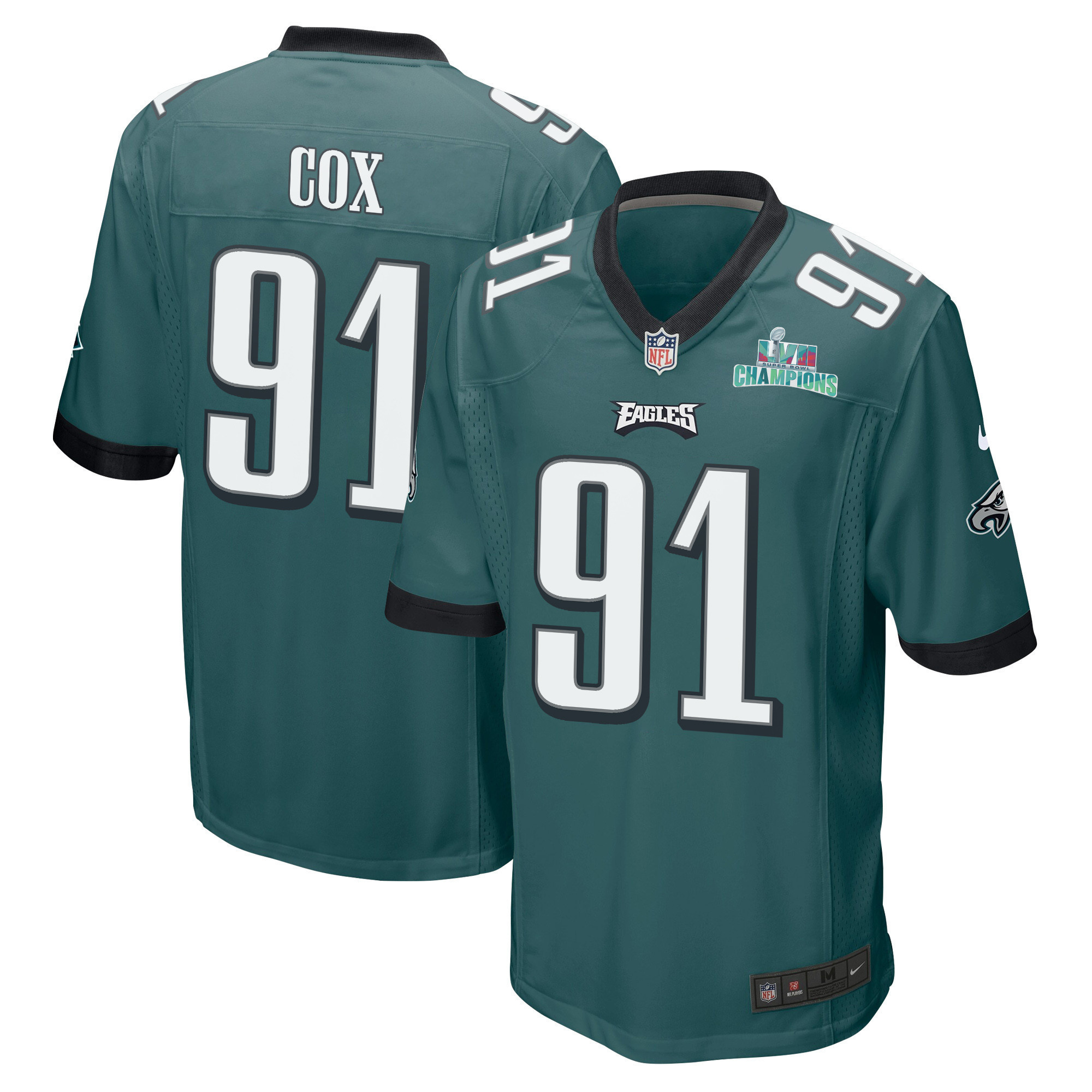 Fletcher Cox 91 Philadelphia Eagles Super Bowl LVII Champions Men Game Jersey - Midnight Green