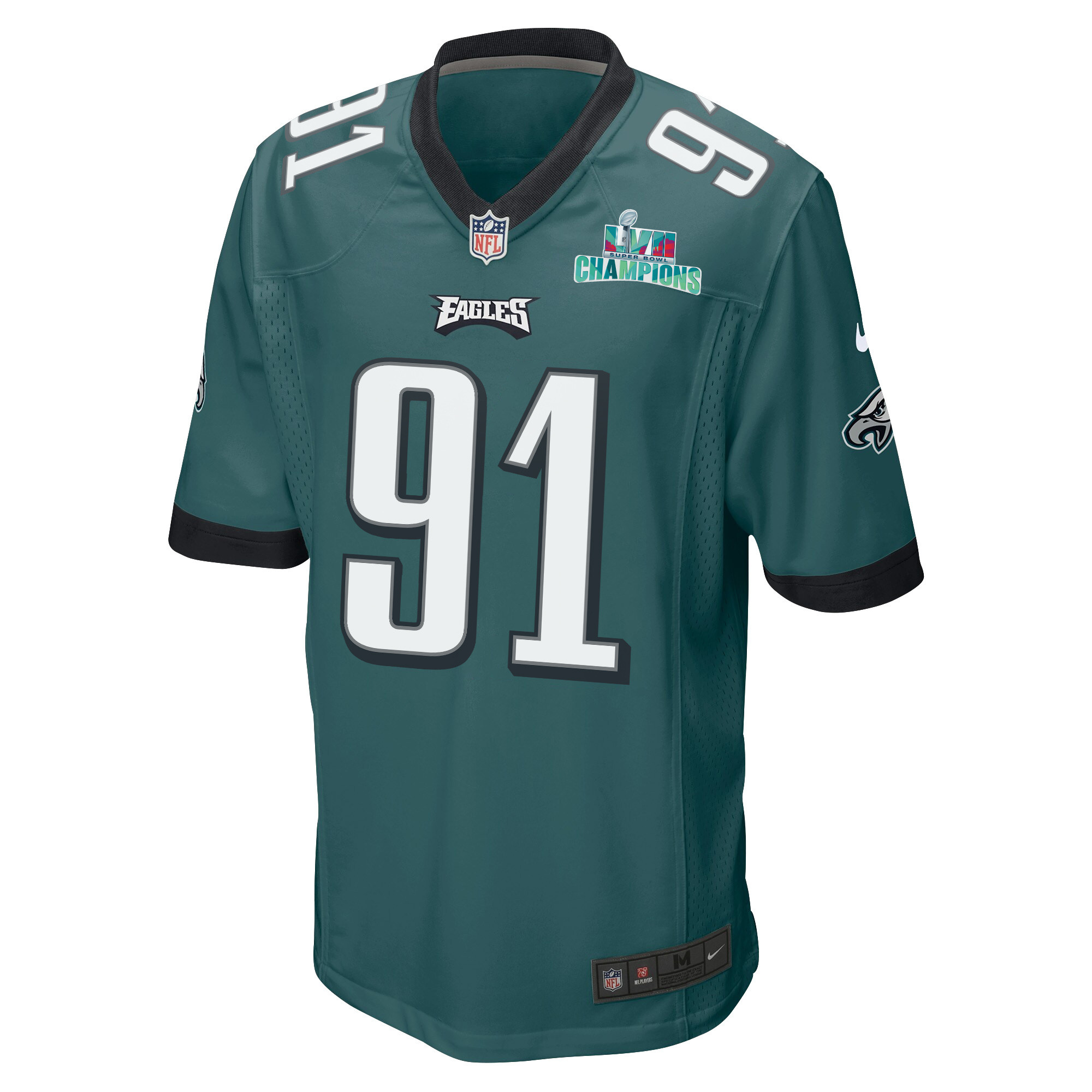 Fletcher Cox 91 Philadelphia Eagles Super Bowl LVII Champions Men Game Jersey - Midnight Green