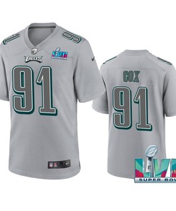 Fletcher Cox 91 Philadelphia Eagles Super Bowl LVII Patch Atmosphere Fashion Game Jersey - Gray