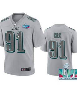 Fletcher Cox 91 Philadelphia Eagles Super Bowl LVII Youth Atmosphere Game Jersey - Gray