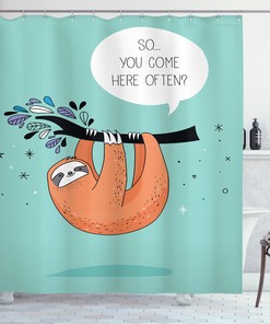 Flirty Sloth Cartoon Shower Curtain for Bathroom Decor - Animal Print