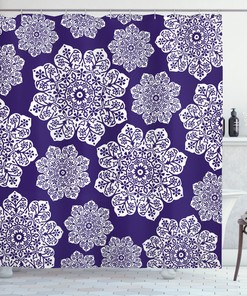 Flora Lace Snowflake Print Shower Curtain for Bathroom Decor