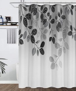 Floral Black Eucalyptus Shower Curtain for Spring Bathroom Decor