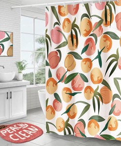 Floral Border Colorful Victorian Boho Shower Curtain - Abstract Design with Herbs and Wild Flowers Botanical Engraving Style