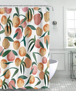 Floral Border Colorful Victorian Boho Shower Curtain - Abstract Design with Herbs and Wild Flowers Botanical Engraving Style