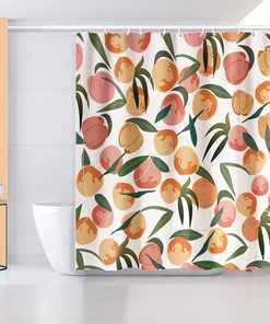 Floral Border Colorful Victorian Boho Shower Curtain - Abstract Design with Herbs and Wild Flowers Botanical Engraving Style
