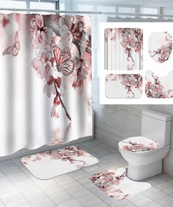 Floral Butterfly 3D Bathroom Shower Curtain for a Garden-Inspired Bathroom