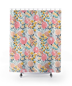 Floral Shower Curtain for Vintage Bathroom Decor