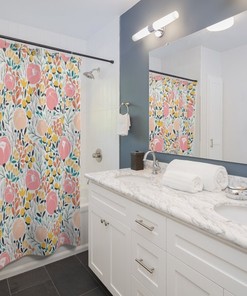 Floral Shower Curtain for Vintage Bathroom Decor
