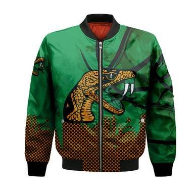 Florida A&M Rattlers Bomber Jacket Basketball Net Grunge Pattern- NCAA
