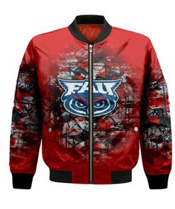 Florida Atlantic Owls Bomber Jacket Camouflage Vintage  - NCAA