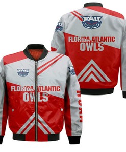 Florida Atlantic Owls Football Bomber Jacket  - Stripes Cross Shoulders - NCAA