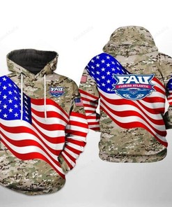 Florida Atlantic Owls NCAA US Flag Camo Veteran 3D Printed Hoodie/Zipper Hoodie
