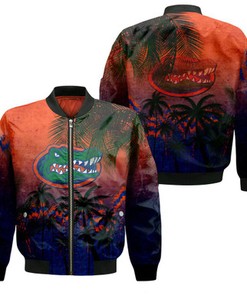 Florida Gators Bomber Jacket Coconut Tree Tropical Grunge - NCAA