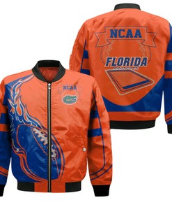 Florida Gators Bomber Jacket  - Fire Football - NCAA