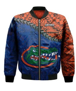 Florida Gators Bomber Jacket Grunge Polynesian Tattoo- NCAA