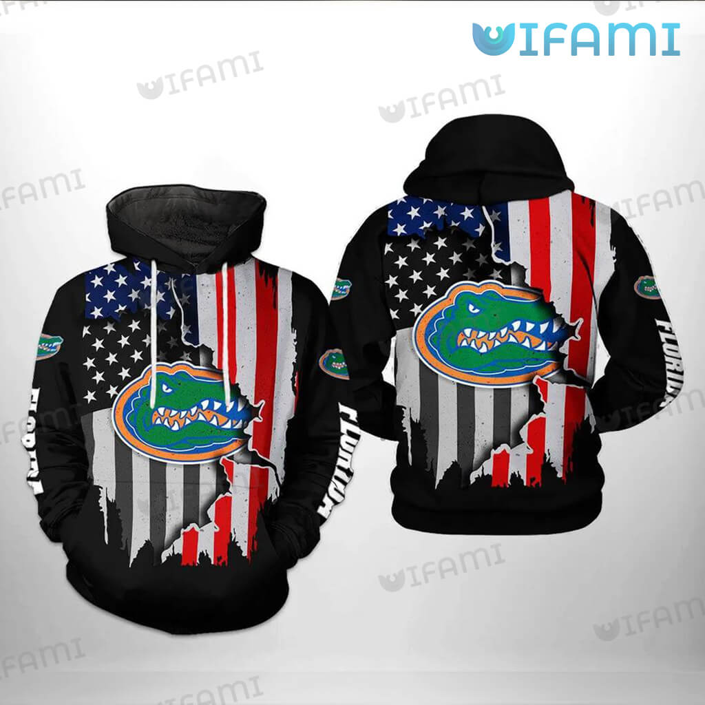 Florida Gators Hoodie 3D Distressed Usa Flag Logo Gators Gift
