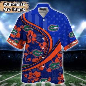 Florida Gators NCAA US Flag Flower Hawaii Shirt For Fans