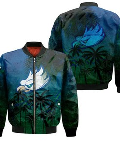 Florida Gulf Coast Eagles Bomber Jacket Coconut Tree Tropical Grunge - NCAA