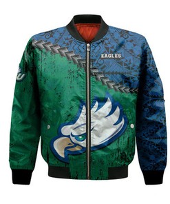 Florida Gulf Coast Eagles Bomber Jacket Grunge Polynesian Tattoo- NCAA
