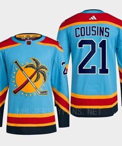 Florida Panthers 2023 Reverse Retro 2.0 Nick Cousins 21 Blue Primegreen Jersey Men's