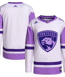Florida Panthers Adidas Hockey Fights Cancer Primegreen Authentic Blank Practice Jersey - White/purple Nhl