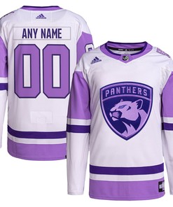 Florida Panthers Adidas Hockey Fights Cancer Primegreen Authentic Custom Jersey - White/purple Custom Jerseys Nhl