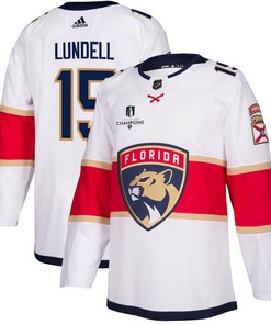 Florida Panthers Anton Lundell 15 Away 2023 Stanley Cup Champions Breakaway Men Jersey - White