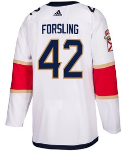 Florida Panthers Gustav Forsling 42 Away 2023 Stanley Cup Champions Breakaway Men Jersey - White