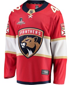 Florida Panthers Gustav Forsling 42 Home 2023 Stanley Cup Champions Breakaway Men Jersey - Red