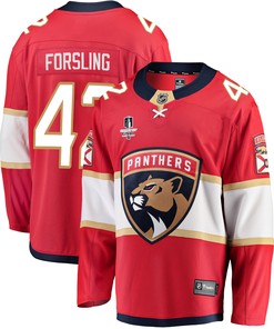 Florida Panthers Gustav Forsling 42 Home 2023 Stanley Cup Final Breakaway Men Jersey - Red