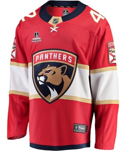 Florida Panthers Gustav Forsling 42 Home 2023 Stanley Cup Playoffs Breakaway Men Jersey - Red