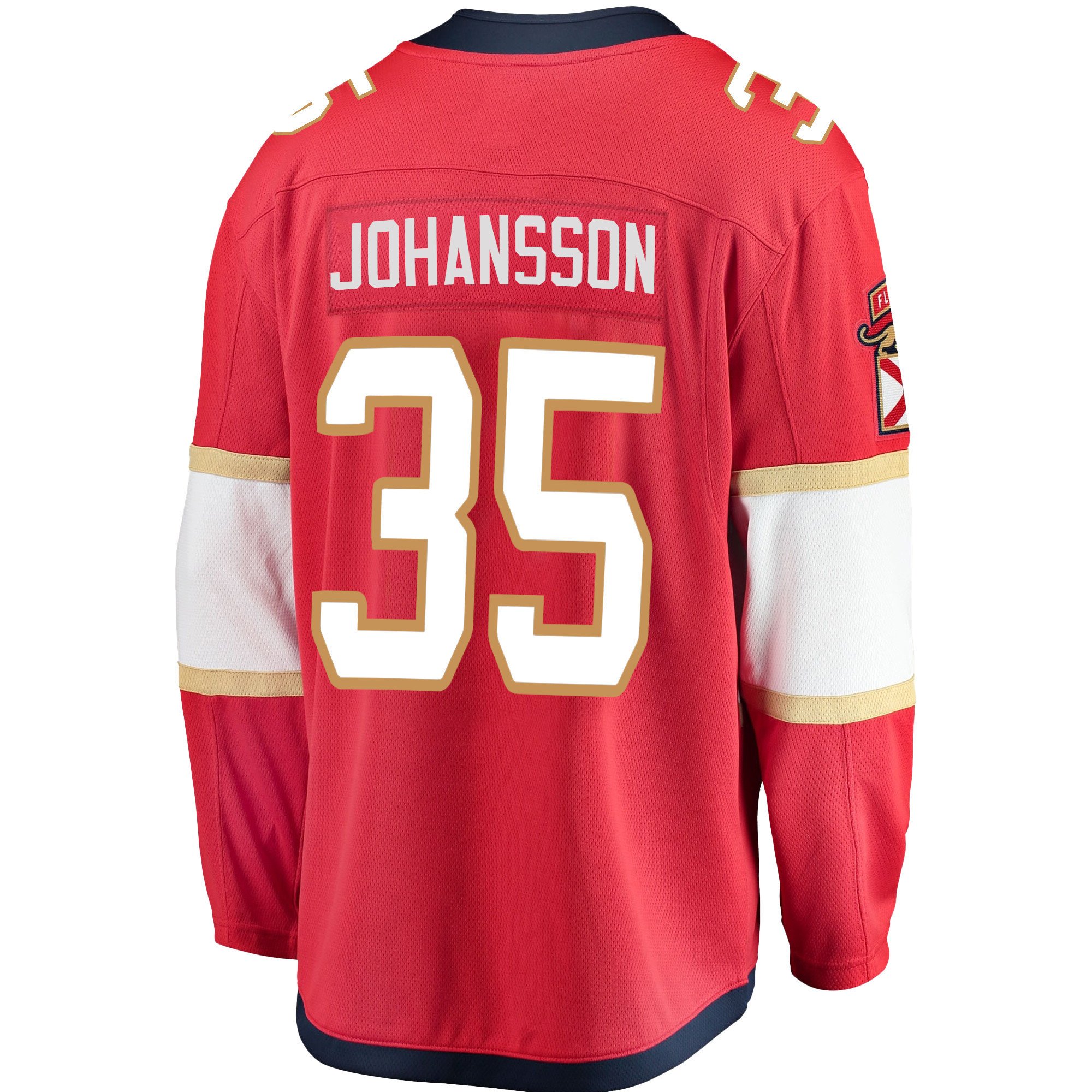 Florida Panthers Jonas Johansson 35 Home 2023 Stanley Cup Playoffs Breakaway Men Jersey - Red