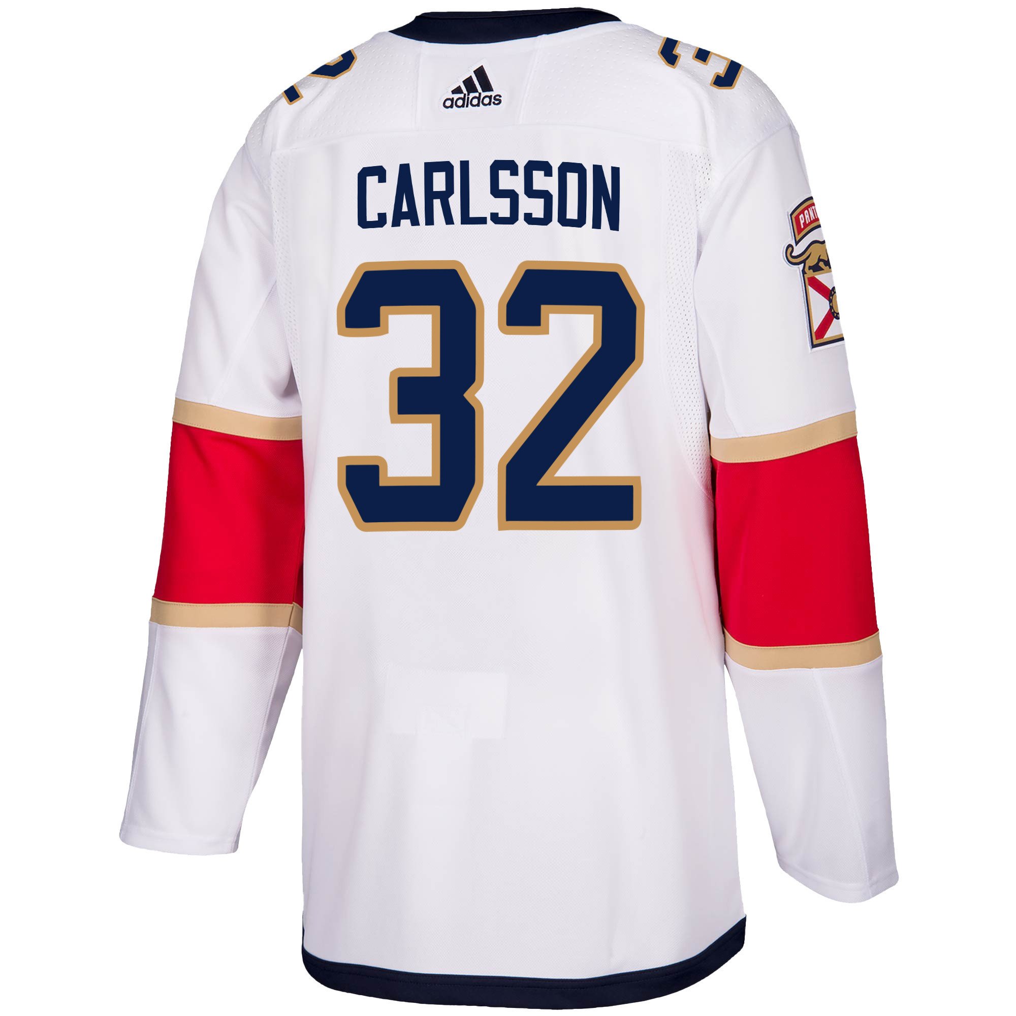 Florida Panthers Lucas Carlsson 32 Away 2023 Stanley Cup Playoffs Breakaway Men Jersey - White