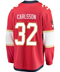 Florida Panthers Lucas Carlsson 32 Home 2023 Stanley Cup Playoffs Breakaway Men Jersey - Red