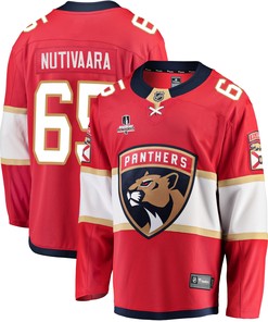 Florida Panthers Markus Nutivaara 65 Home 2023 Stanley Cup Playoffs Breakaway Men Jersey - Red
