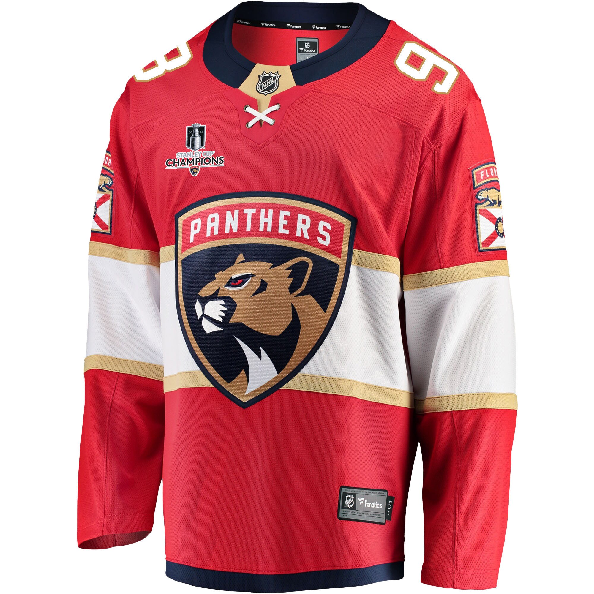Florida Panthers Maxim Mamin 98 Home 2023 Stanley Cup Champions Breakaway Men Jersey - Red