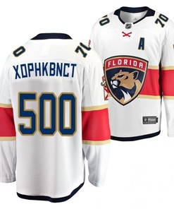 Florida Panthers Patric Hornqvist 2023 Jersey White Cyrillic Alphabet 500 Honor Bobrovsky Jersey Jersey