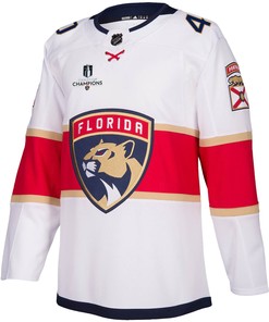 Florida Panthers Petteri Lindbohm 40 Away 2023 Stanley Cup Champions Breakaway Men Jersey - White
