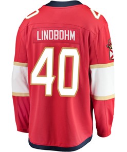 Florida Panthers Petteri Lindbohm 40 Home 2023 Stanley Cup Playoffs Breakaway Men Jersey - Red