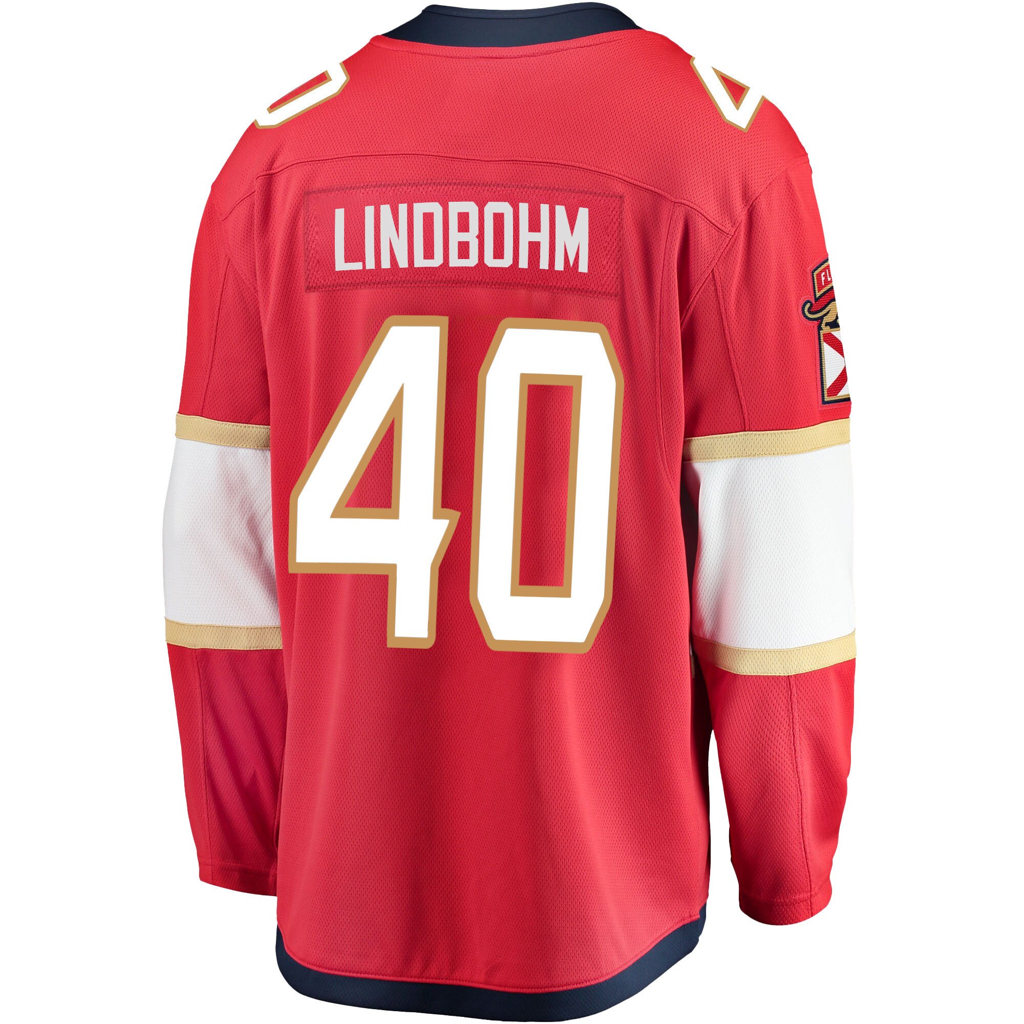 Florida Panthers Petteri Lindbohm 40 Home 2023 Stanley Cup Playoffs Breakaway Men Jersey - Red