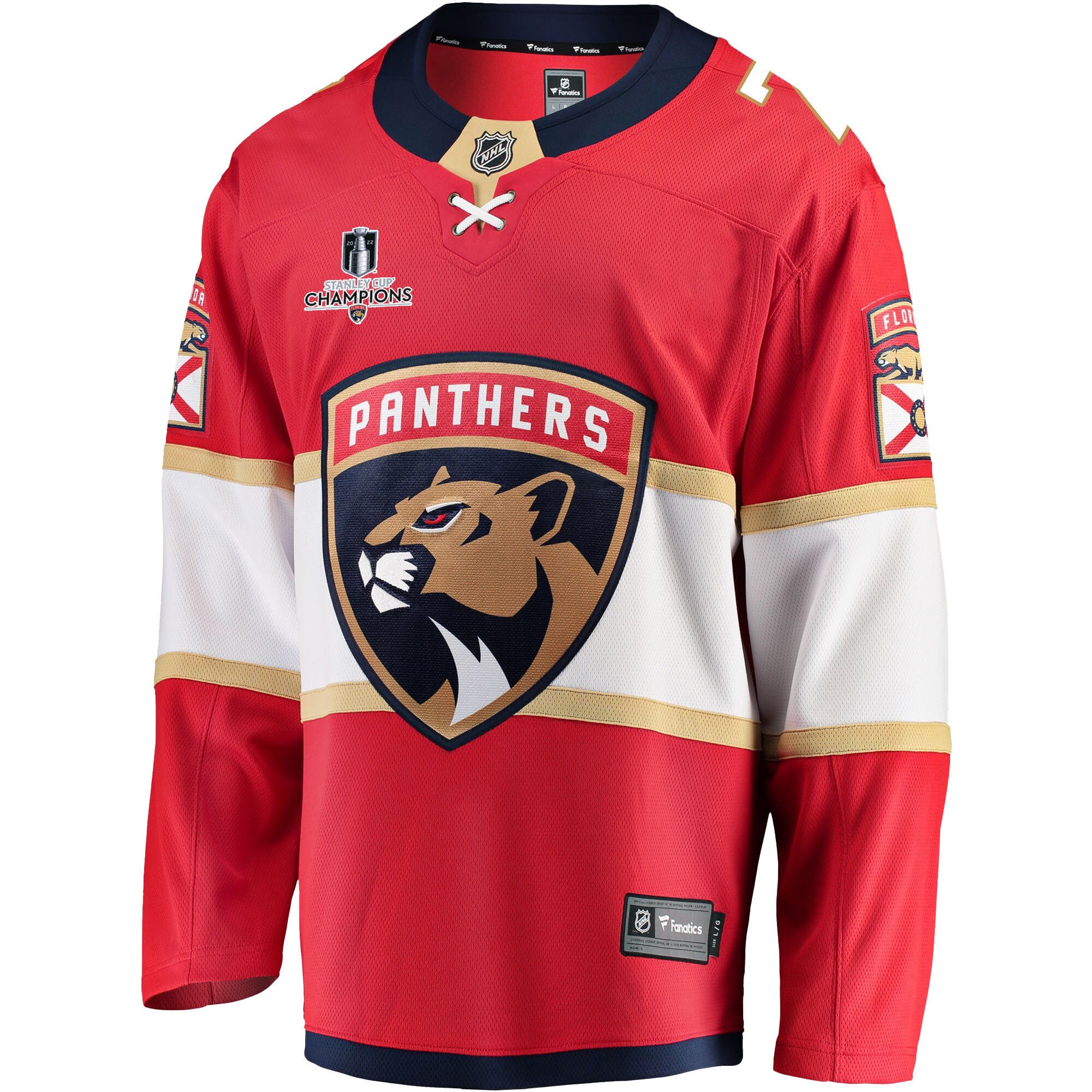 Florida Panthers Radko Gudas 7 Home 2023 Stanley Cup Champions Breakaway Men Jersey - Red