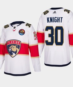 Florida Panthers Spencer Knight 30 2023 All-Star Patch Away White Jersey