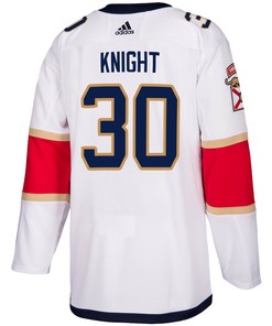 Florida Panthers Spencer Knight 30 Away 2023 Stanley Cup Playoffs Breakaway Men Jersey - White