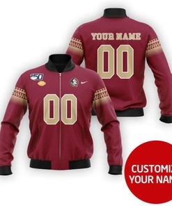 Florida State Seminoles #00 Personalized Garnet Red Jersey Style Gift With Custom Number Name For Seminoles Fans Bomber Jacket