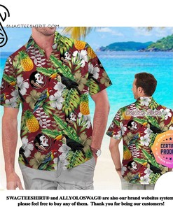 Florida State Seminoles America Flag Tropical Floral Aloha Hawaiian Shirt