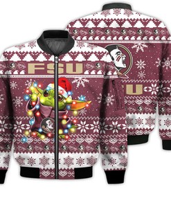 Florida State Seminoles Baby Yoda Star Wars Sports Football American Ugly Christmas Gifts Unisex 3D Bomber Jacket
