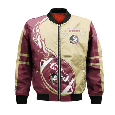 Florida State Seminoles Bomber Jacket Flame Ball - NCAA