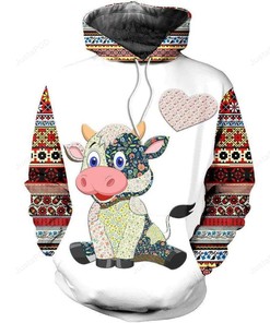 Flower Cow 3D Hoodie Zip Hoodie