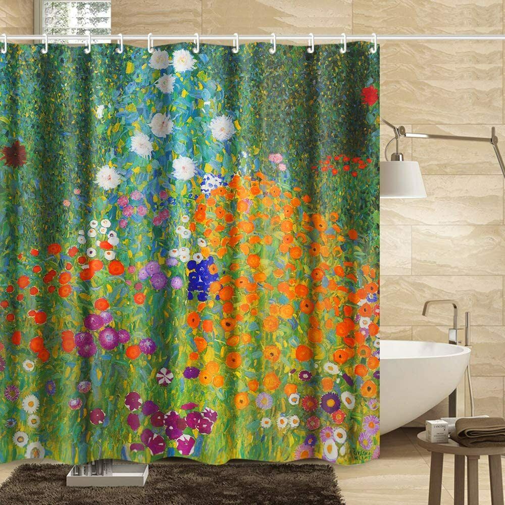 Flower Garden Shower Curtain Gustav Klimt Bathroom Decor